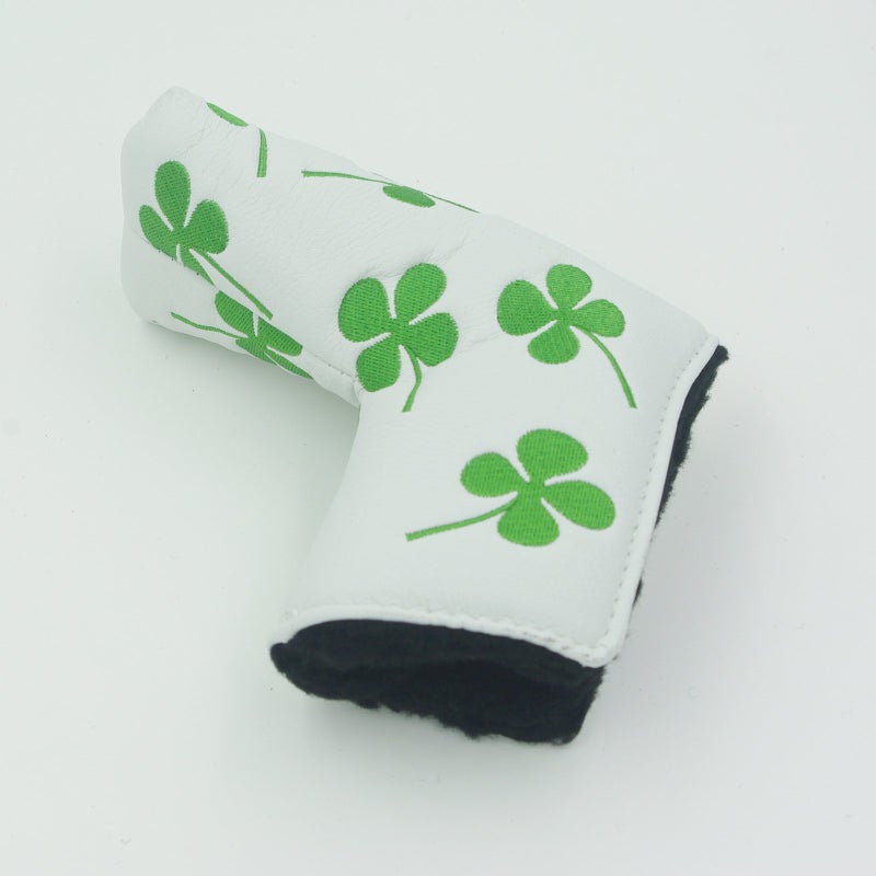 Ronsit Green Four-Leaf Clover Golf Putter Head Cover Headcover Shamrock Embroidered Blade Fit All Brands (White) - Image 2
